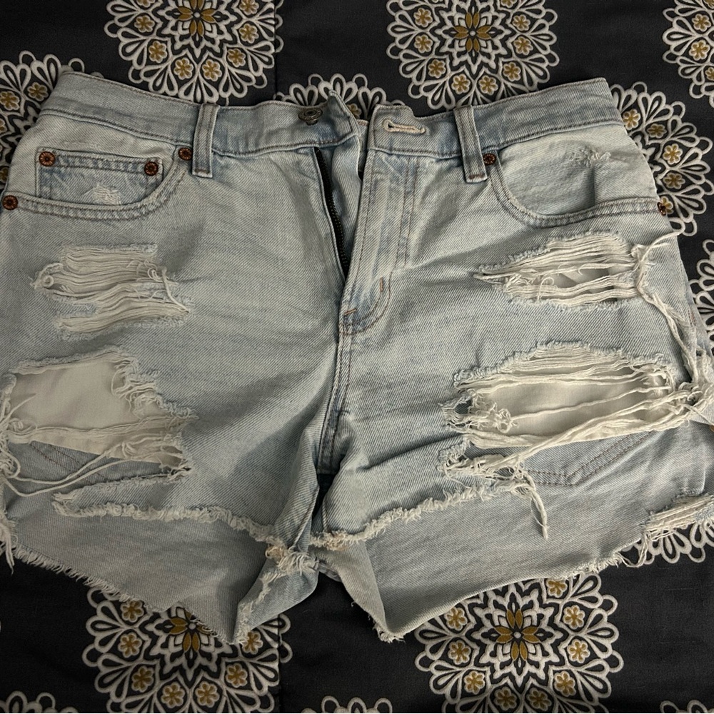 American Eagle Outfitters Ripped Light Blue Jean Shorts